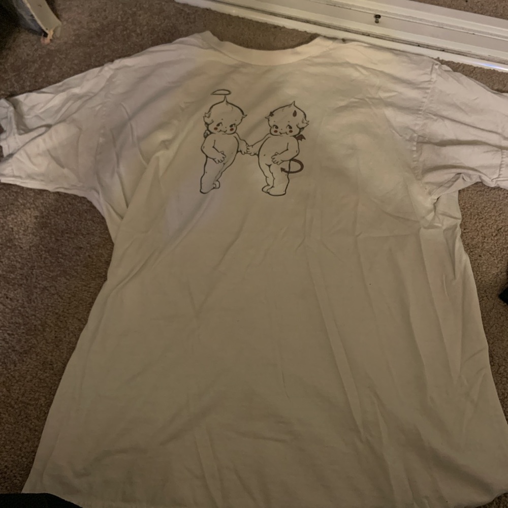PacSun oversized white angel devil short sleeve tee